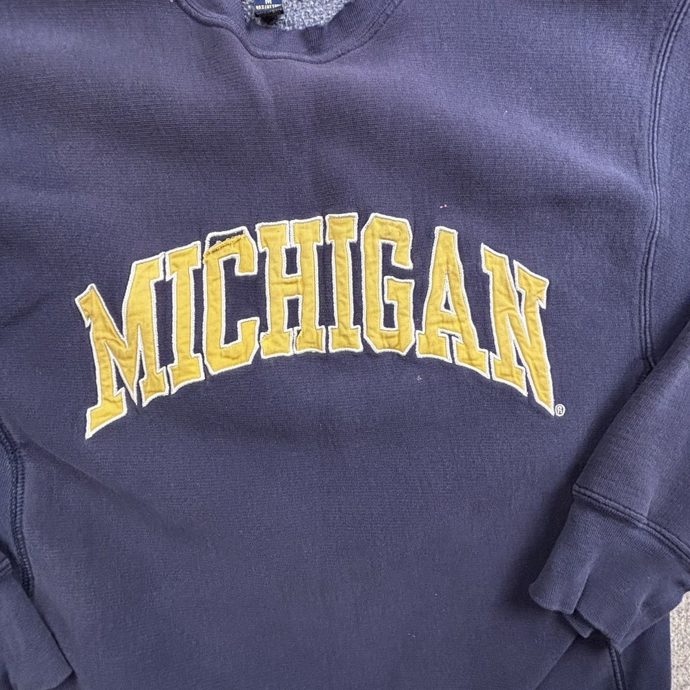 Vintage Michigan Wolverines Sweatshirt Men M Crewneck Sweater Sewn Y2K 00s - Picture 4 of 10